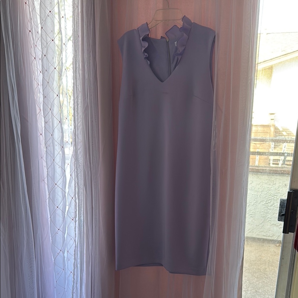Calvin Klein Purple Mini Sheath Dress with V-neck for Cocktail
